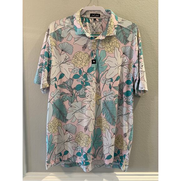 Bad Birdie Men's Pink Hawaiian Gardens Golf Polo Shirt Sz XL - Picture 1 of 7
